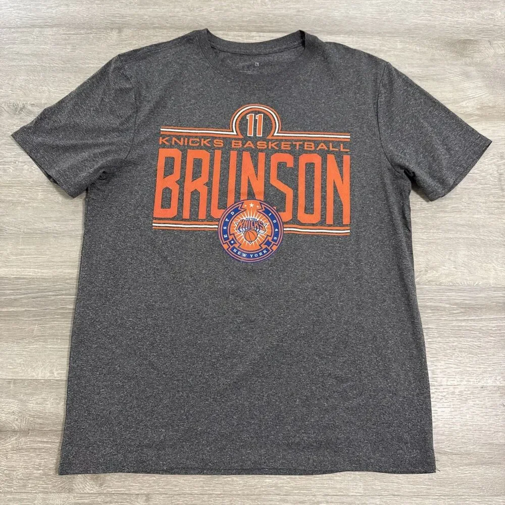 Jalen Brunson Shirt New York Knicks NBA Basketball Men’s Gray Large Polyester
